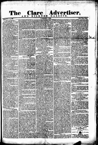 cover page of Clare Advertiser and Kilrush Gazette published on August 2, 1873