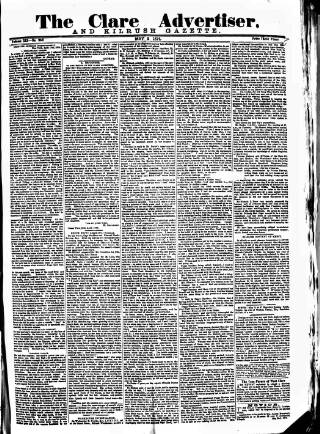 cover page of Clare Advertiser and Kilrush Gazette published on May 2, 1874