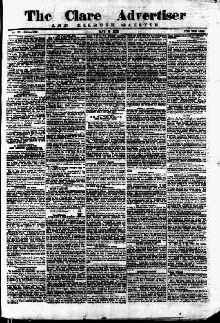 cover page of Clare Advertiser and Kilrush Gazette published on May 4, 1878