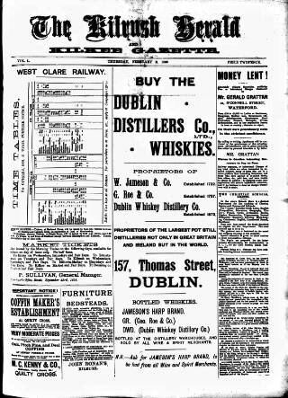 cover page of Kilrush Herald and Kilkee Gazette published on February 2, 1899