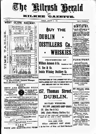 cover page of Kilrush Herald and Kilkee Gazette published on August 2, 1901