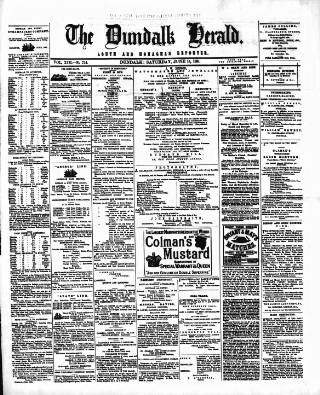 cover page of Dundalk Herald published on June 18, 1881