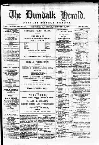 cover page of Dundalk Herald published on February 2, 1895