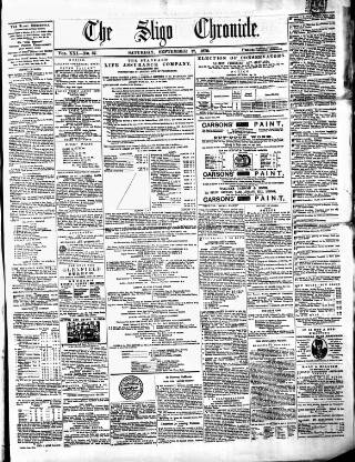 cover page of Sligo Chronicle published on September 17, 1870