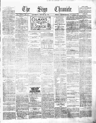 cover page of Sligo Chronicle published on August 2, 1884