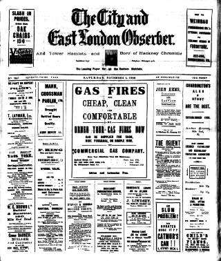 cover page of East London Observer published on November 2, 1929