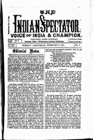 cover page of Voice of India published on February 2, 1907
