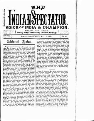 cover page of Voice of India published on May 2, 1908