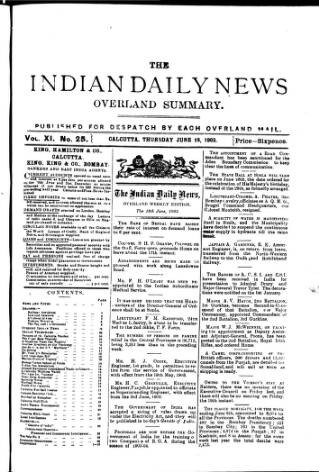 cover page of Indian Daily News published on June 18, 1903