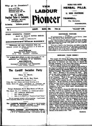 cover page of Labour Pioneer (Cardiff) published on March 1, 1900