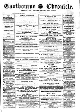 cover page of Eastbourne Chronicle published on March 19, 1892