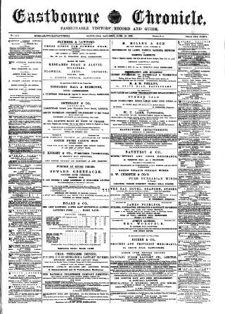 cover page of Eastbourne Chronicle published on June 18, 1892