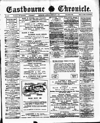 cover page of Eastbourne Chronicle published on February 2, 1918