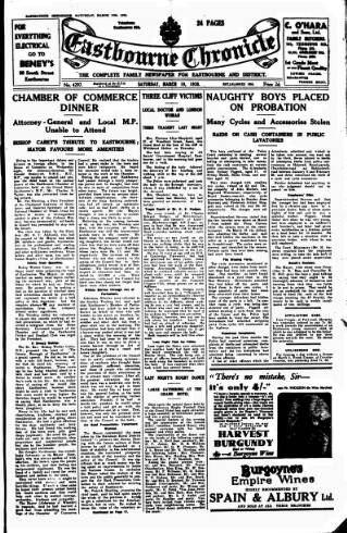 cover page of Eastbourne Chronicle published on March 19, 1938