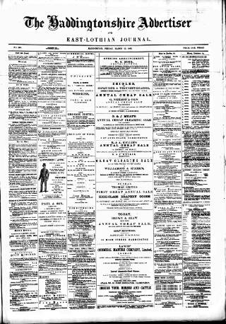 cover page of Haddingtonshire Advertiser and East-Lothian Journal published on March 19, 1886