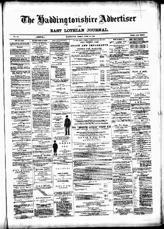 cover page of Haddingtonshire Advertiser and East-Lothian Journal published on June 18, 1886