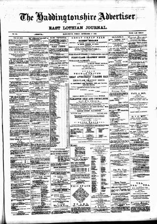 cover page of Haddingtonshire Advertiser and East-Lothian Journal published on September 17, 1886