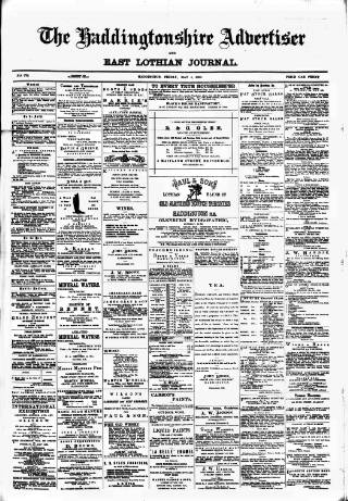 cover page of Haddingtonshire Advertiser and East-Lothian Journal published on May 4, 1888