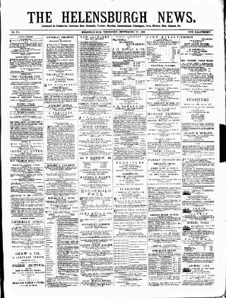 cover page of Helensburgh News published on September 17, 1885