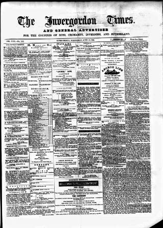 cover page of Invergordon Times and General Advertiser published on June 18, 1884