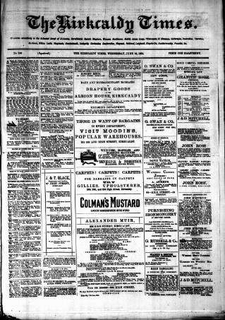 cover page of Kirkcaldy Times published on June 18, 1884