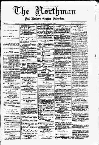 cover page of Northman and Northern Counties Advertiser published on February 2, 1884