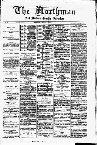 cover page of Northman and Northern Counties Advertiser published on August 2, 1884