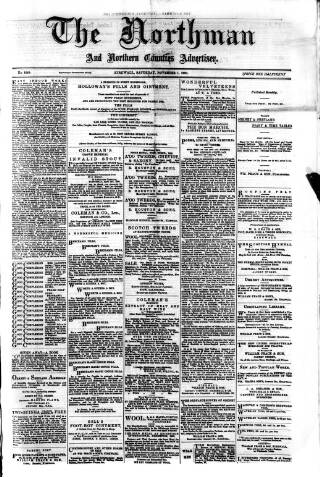 cover page of Northman and Northern Counties Advertiser published on November 1, 1890