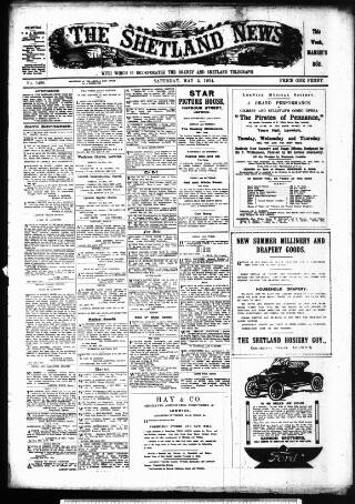 cover page of Shetland News published on May 2, 1914
