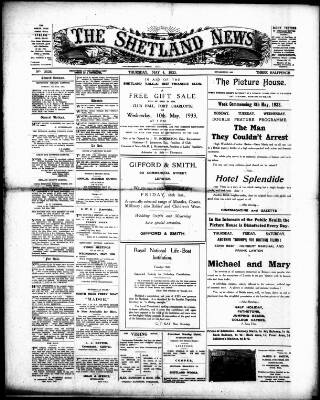 cover page of Shetland News published on May 4, 1933