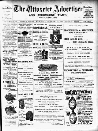 cover page of Uttoxeter Advertiser and Ashbourne Times published on September 17, 1902