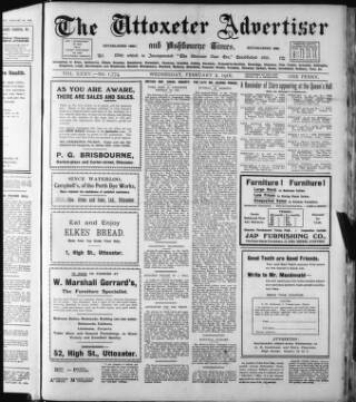 cover page of Uttoxeter Advertiser and Ashbourne Times published on February 2, 1916