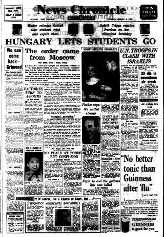 cover page of Daily News (London) published on February 2, 1957