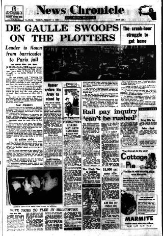 cover page of Daily News (London) published on February 2, 1960