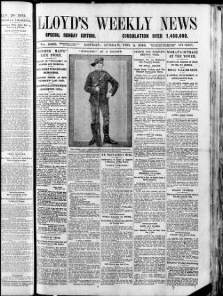 cover page of Lloyd's Weekly Newspaper published on February 2, 1913