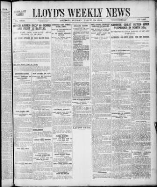cover page of Lloyd's Weekly Newspaper published on March 19, 1916