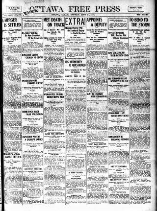 cover page of Ottawa Free Press published on June 18, 1906