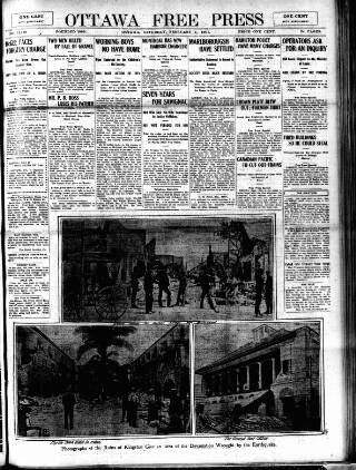 cover page of Ottawa Free Press published on February 2, 1907