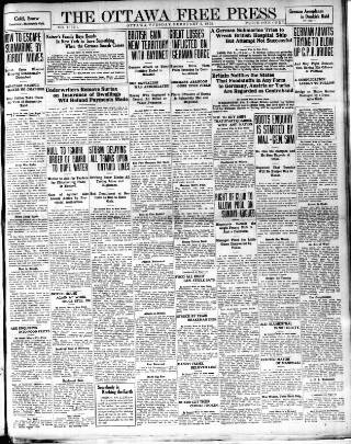 cover page of Ottawa Free Press published on February 2, 1915