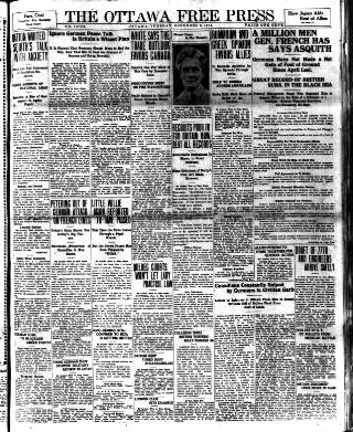 cover page of Ottawa Free Press published on November 2, 1915