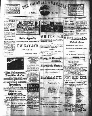 cover page of Colonial Guardian (Belize) published on May 2, 1896