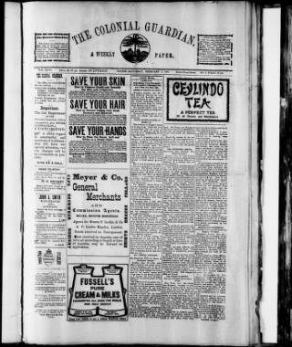 cover page of Colonial Guardian (Belize) published on February 2, 1907