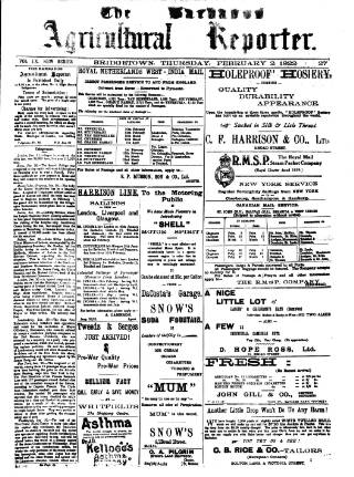 cover page of Barbados Agricultural Reporter published on February 2, 1922
