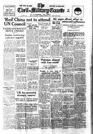 cover page of Civil & Military Gazette (Lahore) published on February 2, 1955