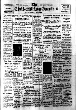 cover page of Civil & Military Gazette (Lahore) published on May 2, 1955