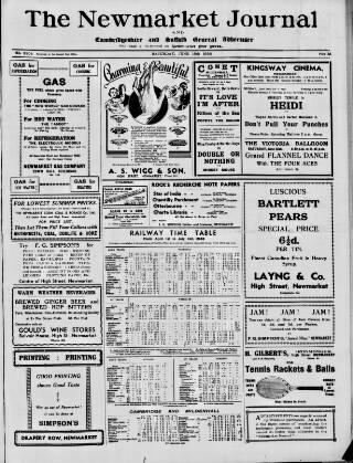 cover page of Newmarket Journal published on June 18, 1938