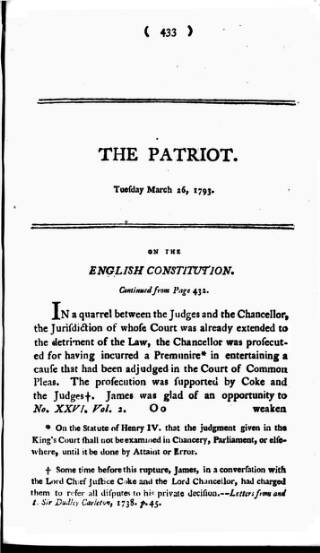 cover page of Patriot 1792 published on March 26, 1793