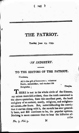 cover page of Patriot 1792 published on June 25, 1793