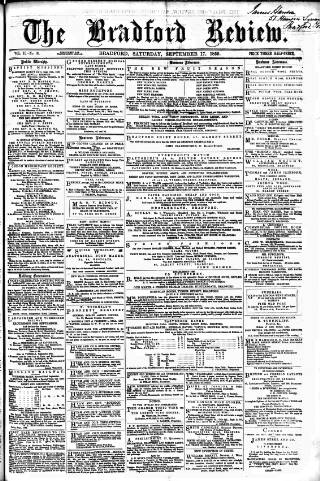 cover page of Bradford Review published on September 17, 1859