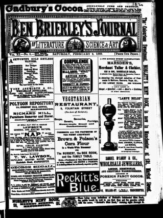 cover page of Ben Brierley's Journal published on February 2, 1889